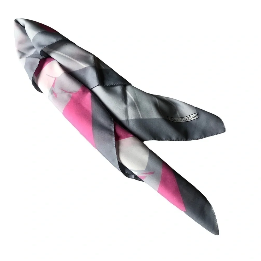 Marco Corsari Floral Scarf Grey Pink White